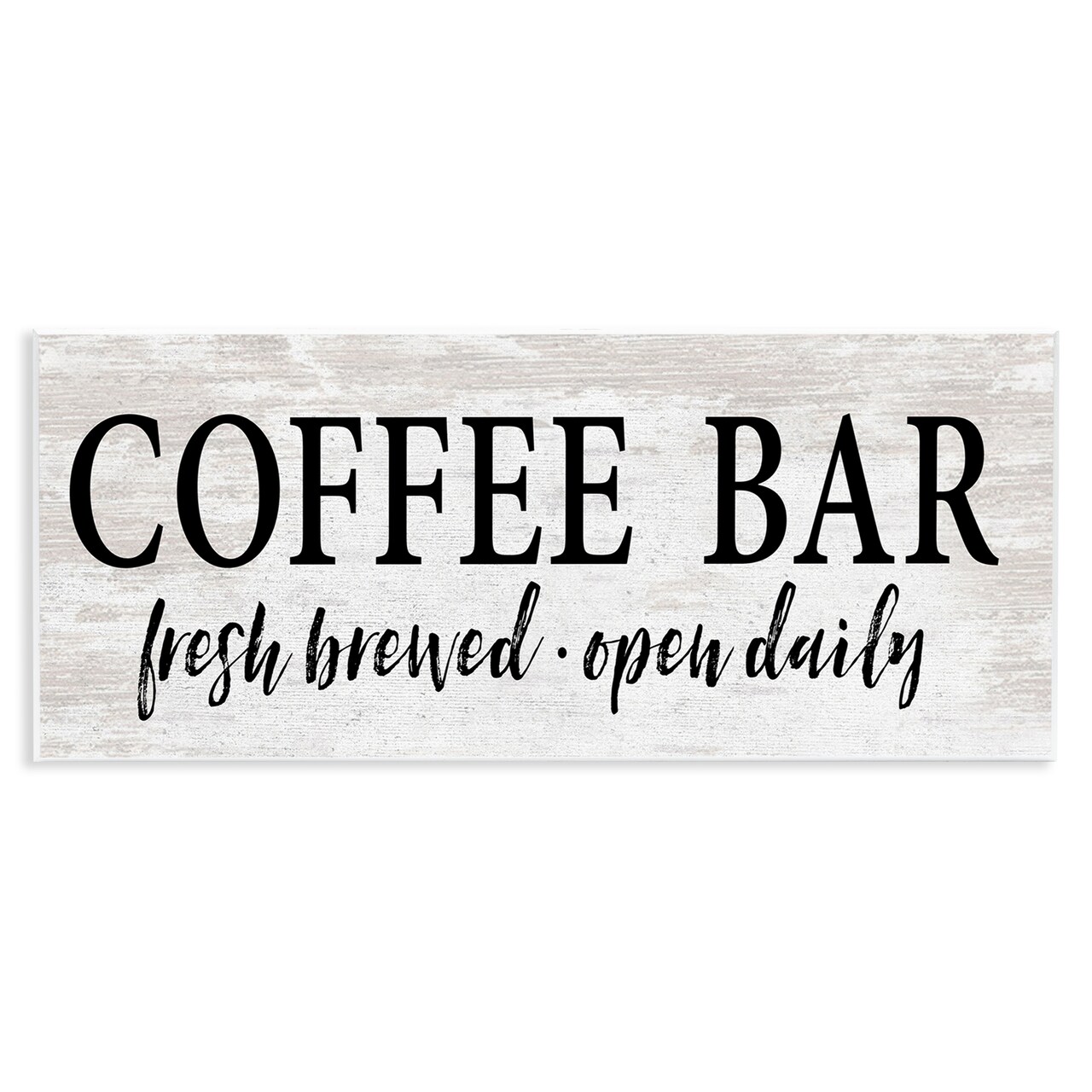 Stupell Industries Coffee Bar Open Sign Rustic Grain Pattern Wall Plaque Design By Lettered and Lined